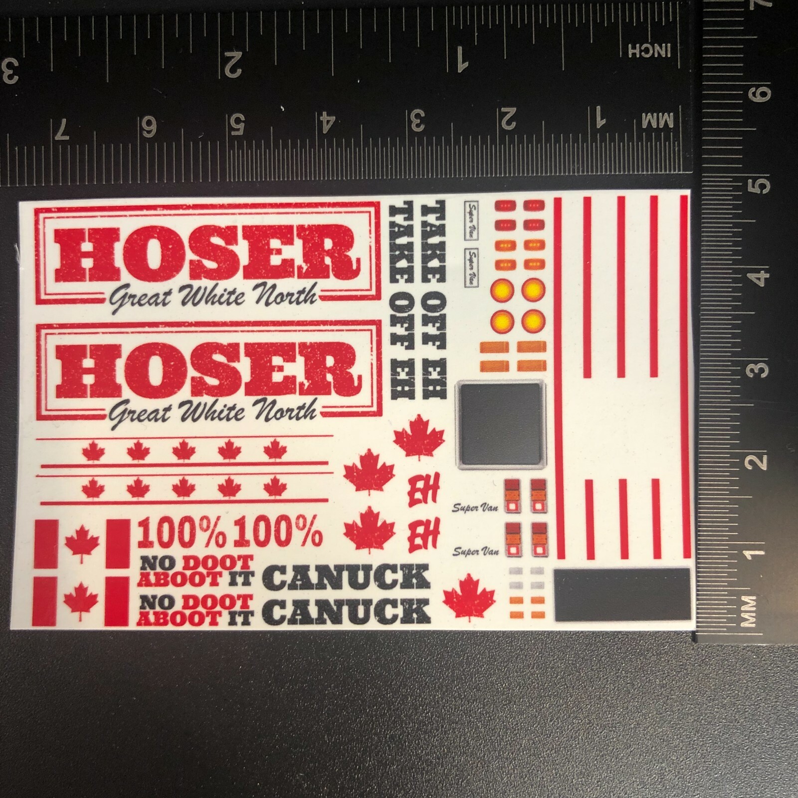 Clear 1:64 Waterslide Decal for Super Van Canuck Hoser Great White North