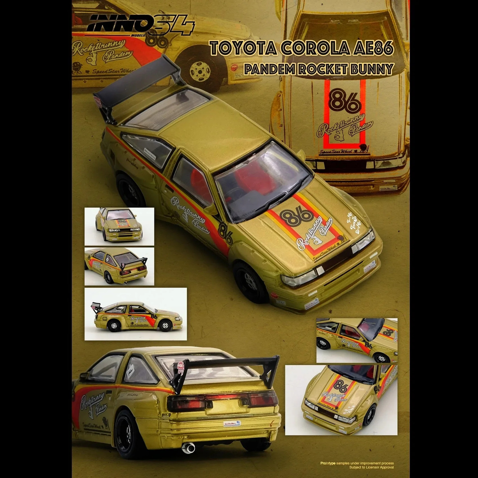 Inno64 1:64 Toyota Corolla AE86 Levin Pandem Rocket Bunny – Gold