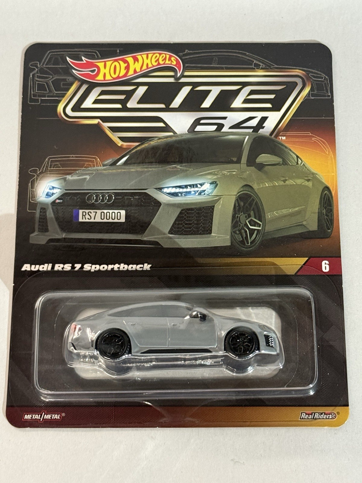 Hot Wheels Elite 64 ’21 AUDI RS 7 Sportback Gray 1:64 Diecast Real Rider HGW11