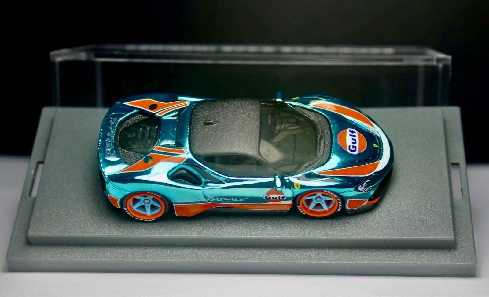 Hot Wheels Ferrari SF90 Stradale Blue Spectraflame Custom W/ display Case