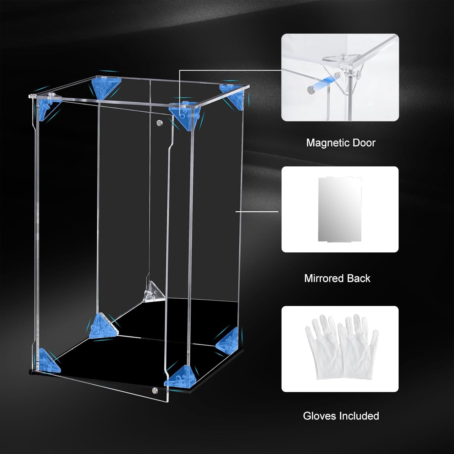 Acrylic Display Case for Collectibles Assemble Clear 8x8x10 Inch,