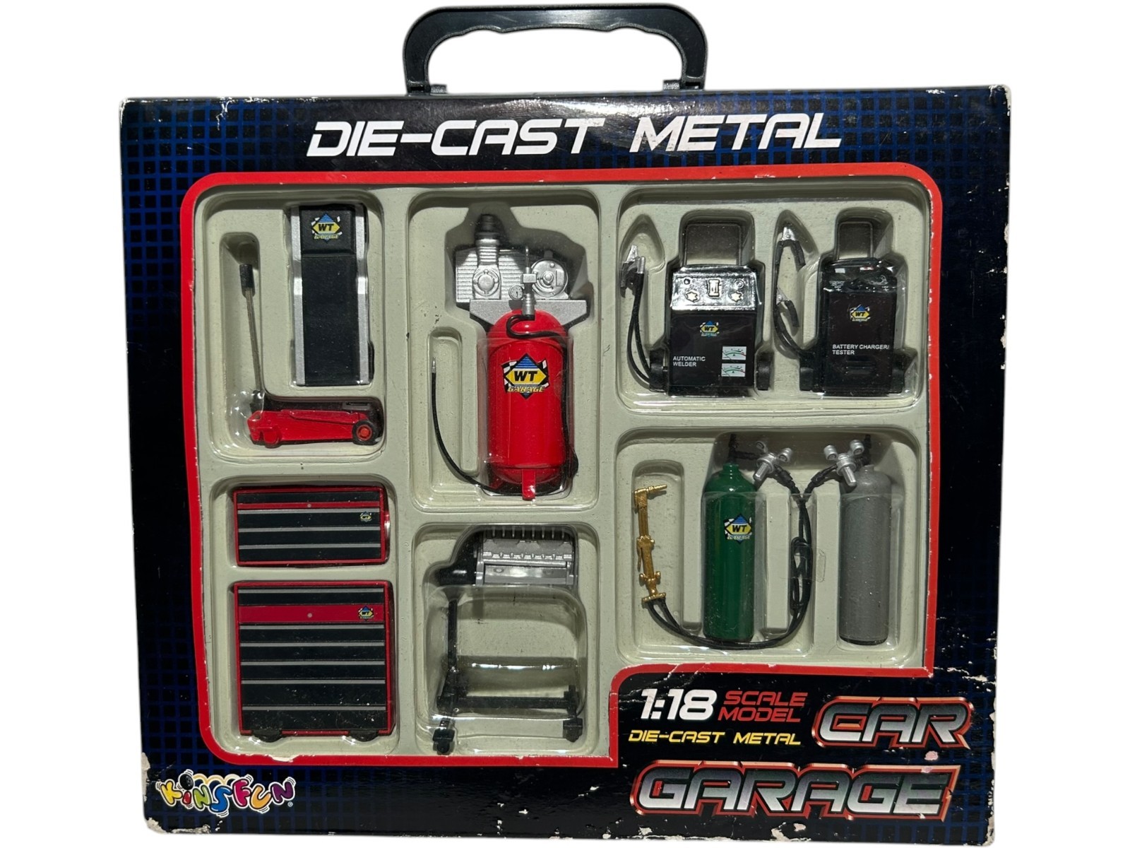 VTG Kintoy Car Garage 1:18 Scale Die-cast Set-Metal KinsFun Miniatures Sealed