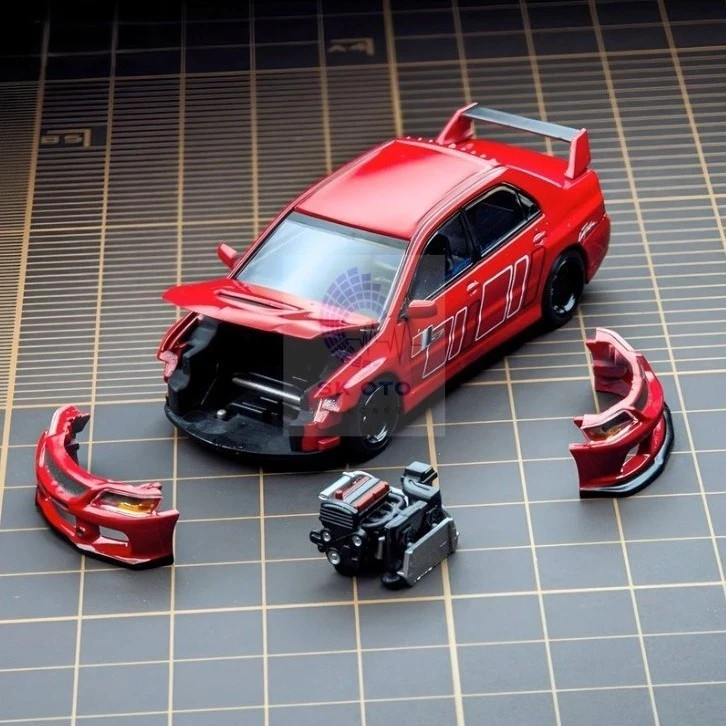 **RARE** Y.E.S. Model x Peako 1:64 Mitsubishi Lancer Evolution 9 Ralliart Red