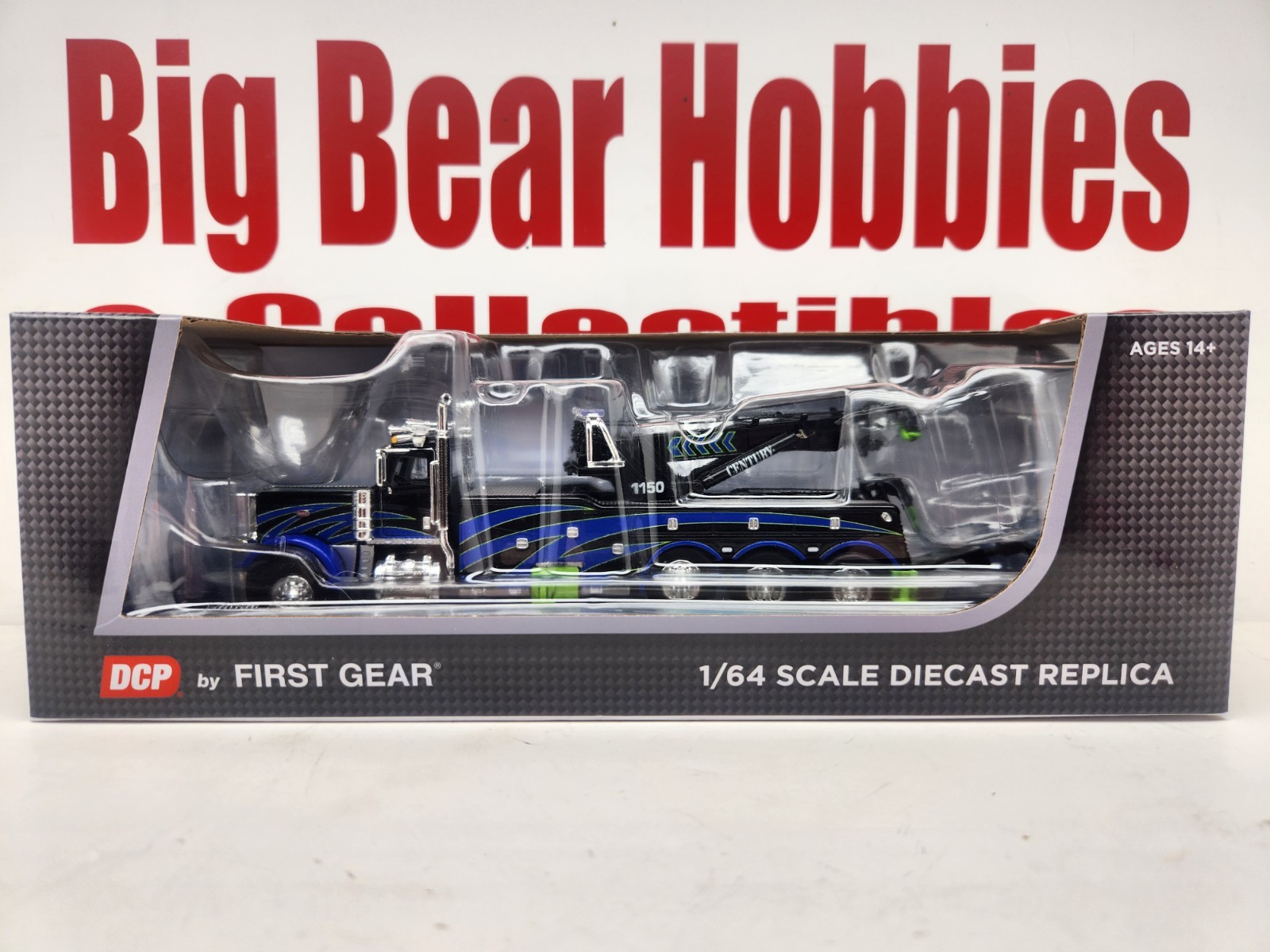 1/64 DCP/FG #60-2248 Black, Blue, & Green 389 DC Peterbilt Century 1150 Rotator