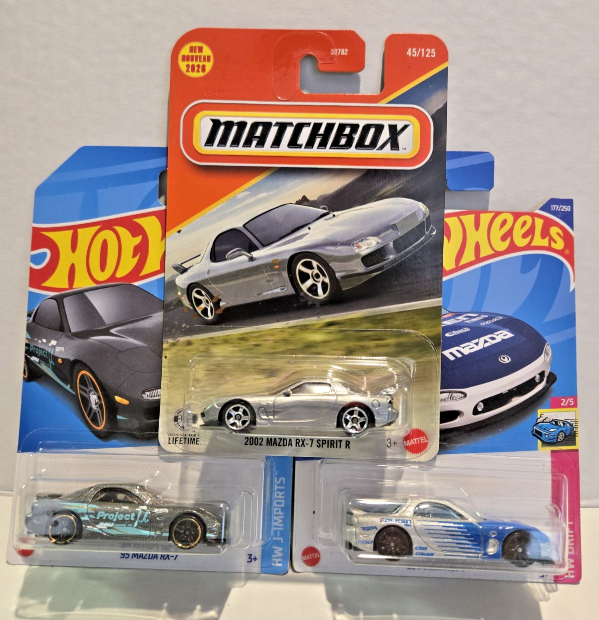 Hot Wheels 95 Mazda RX-7 Kroger Excl / Faulken – Matchbox 2002 Mazda RX-7 Lot 3