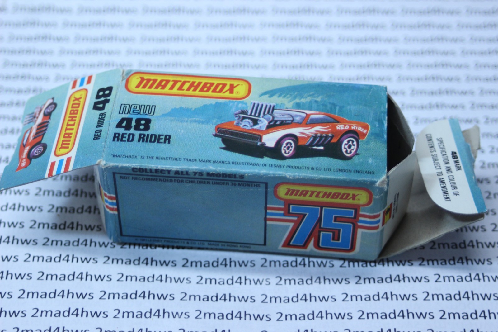 MATCHBOX LESNEY SUPERFAST MB48 RED RIDER- RARE USA PICTURE BOX, BOXED VINTAGE