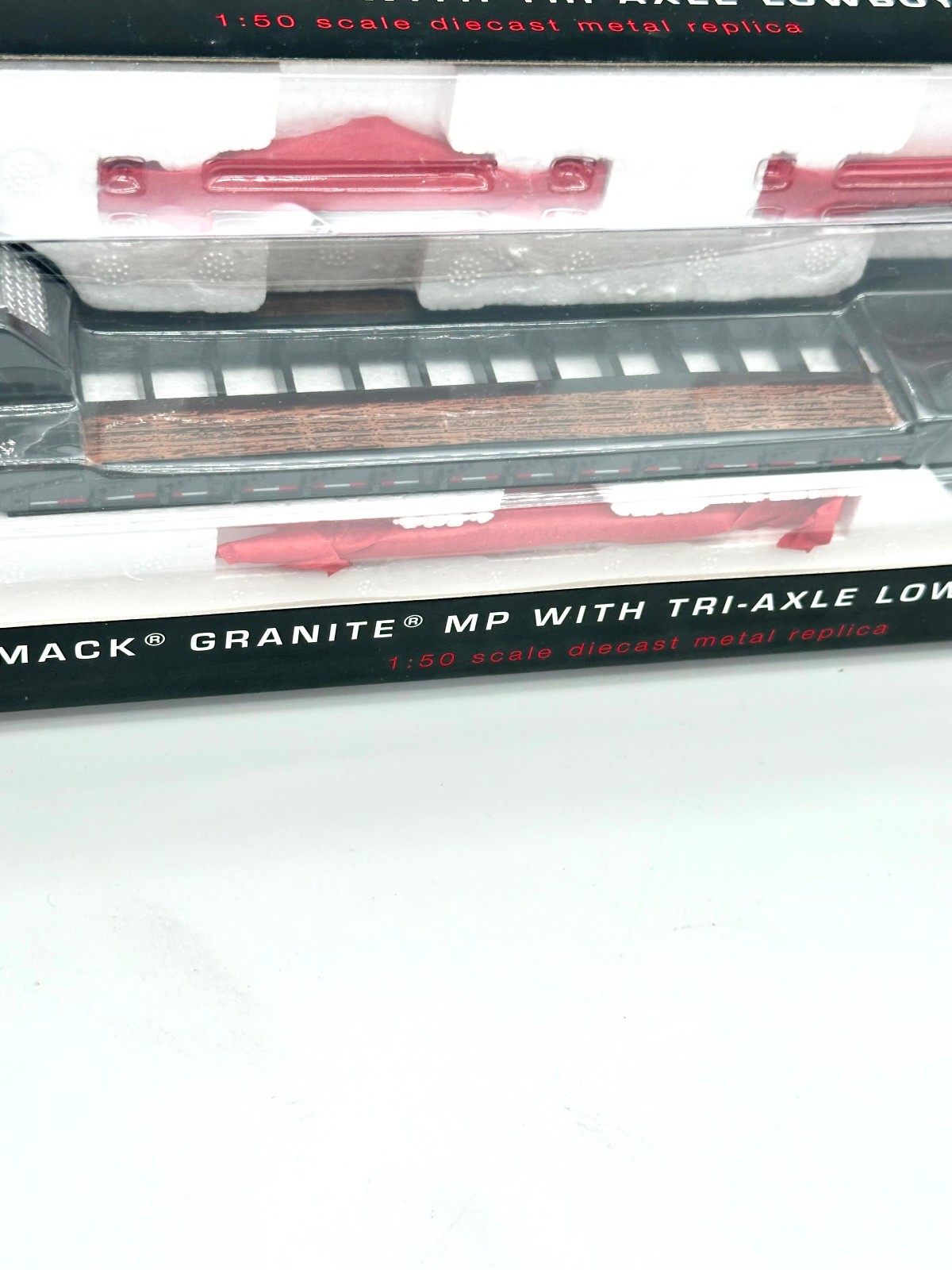 White & Black Mack Granite MP Truck w/Tri Axle Lowboy By First Gear 1/50th Scale