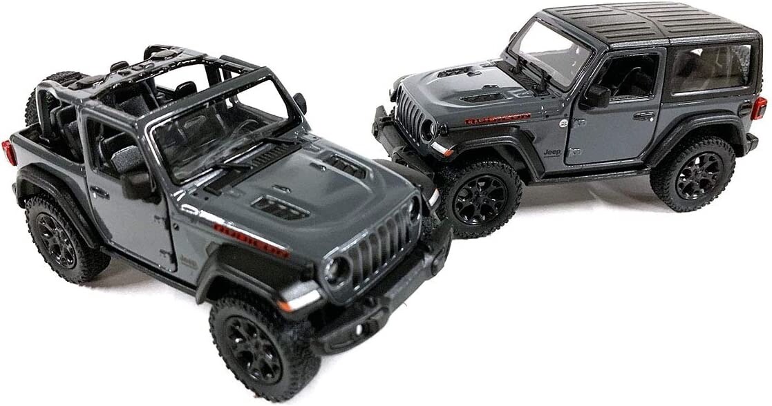 Set of Two 2018 Jeep Wrangler Rubicon HARD TOP Diecast Model 1:34 Scale 5″ GREY