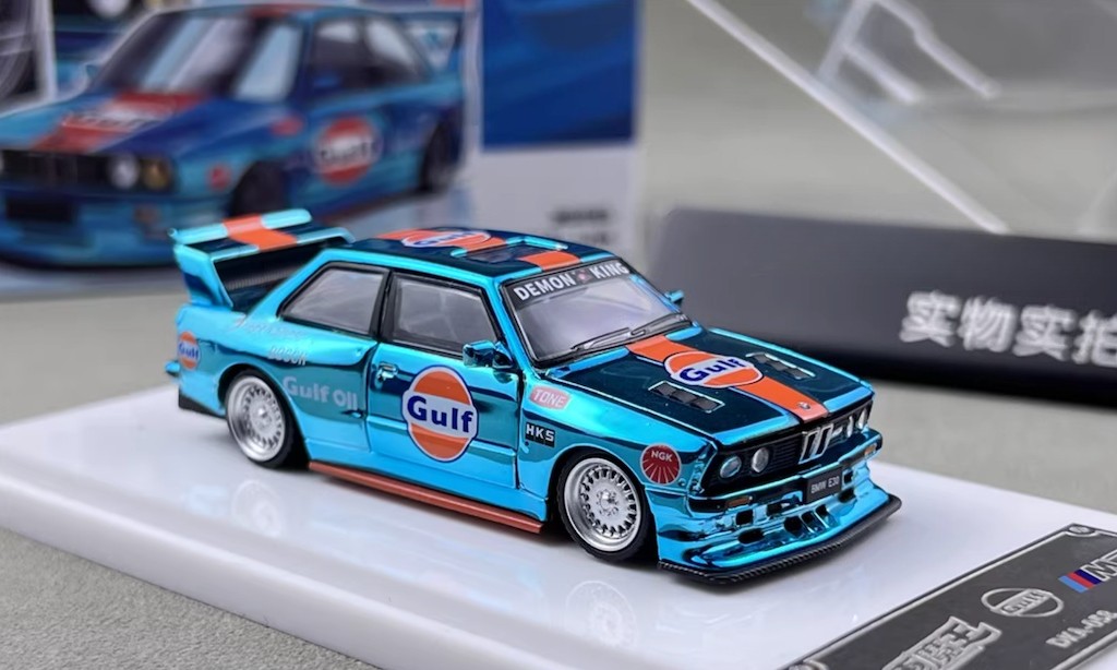 DK 1:64 Plating Blue Gulf M3 E30 Coupe Open Sports Diecast Model Car Collect New