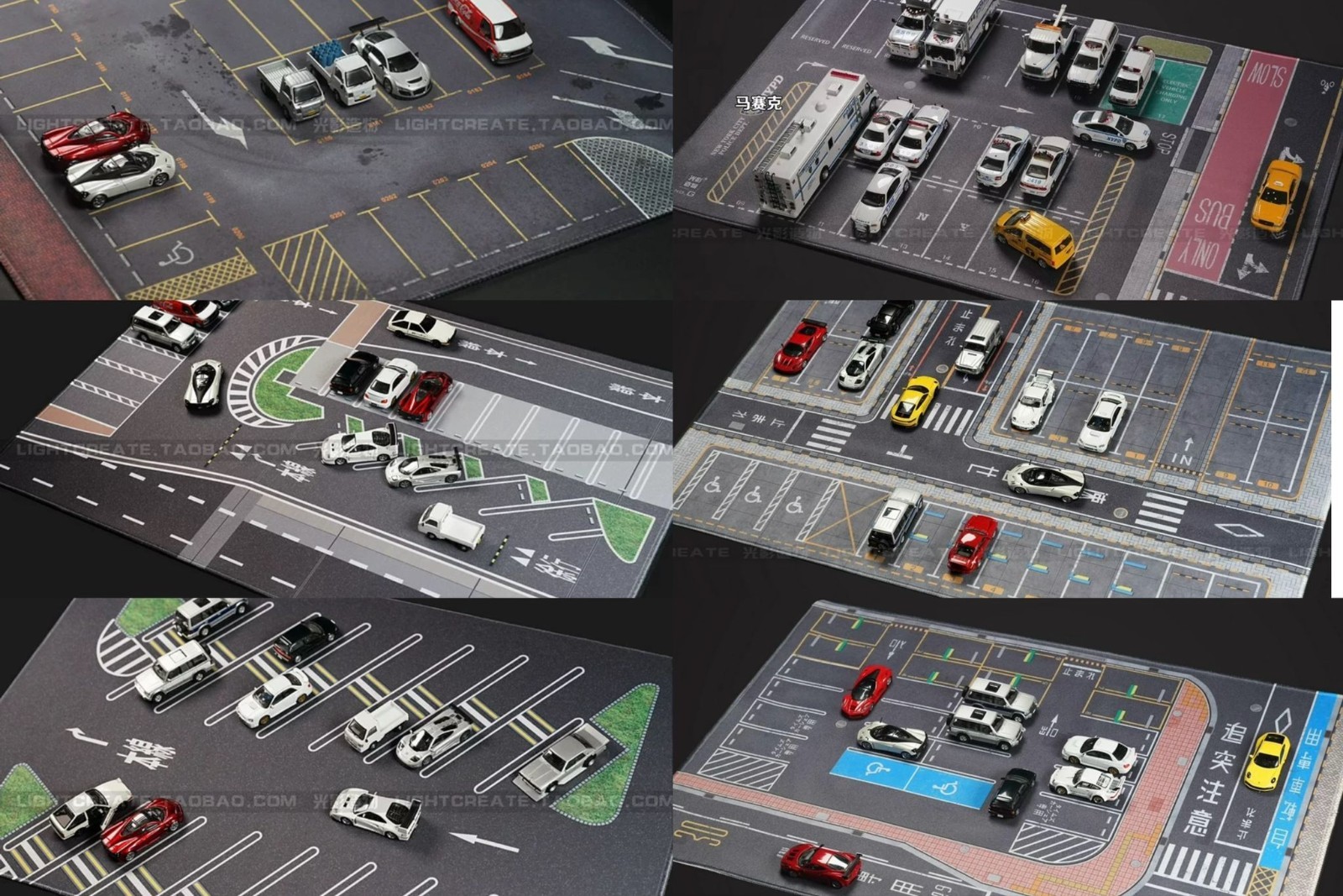 1:64 Parking Lot Mouse Pad Mat Model Car Vehicle Scene Display Large Garage Toys
