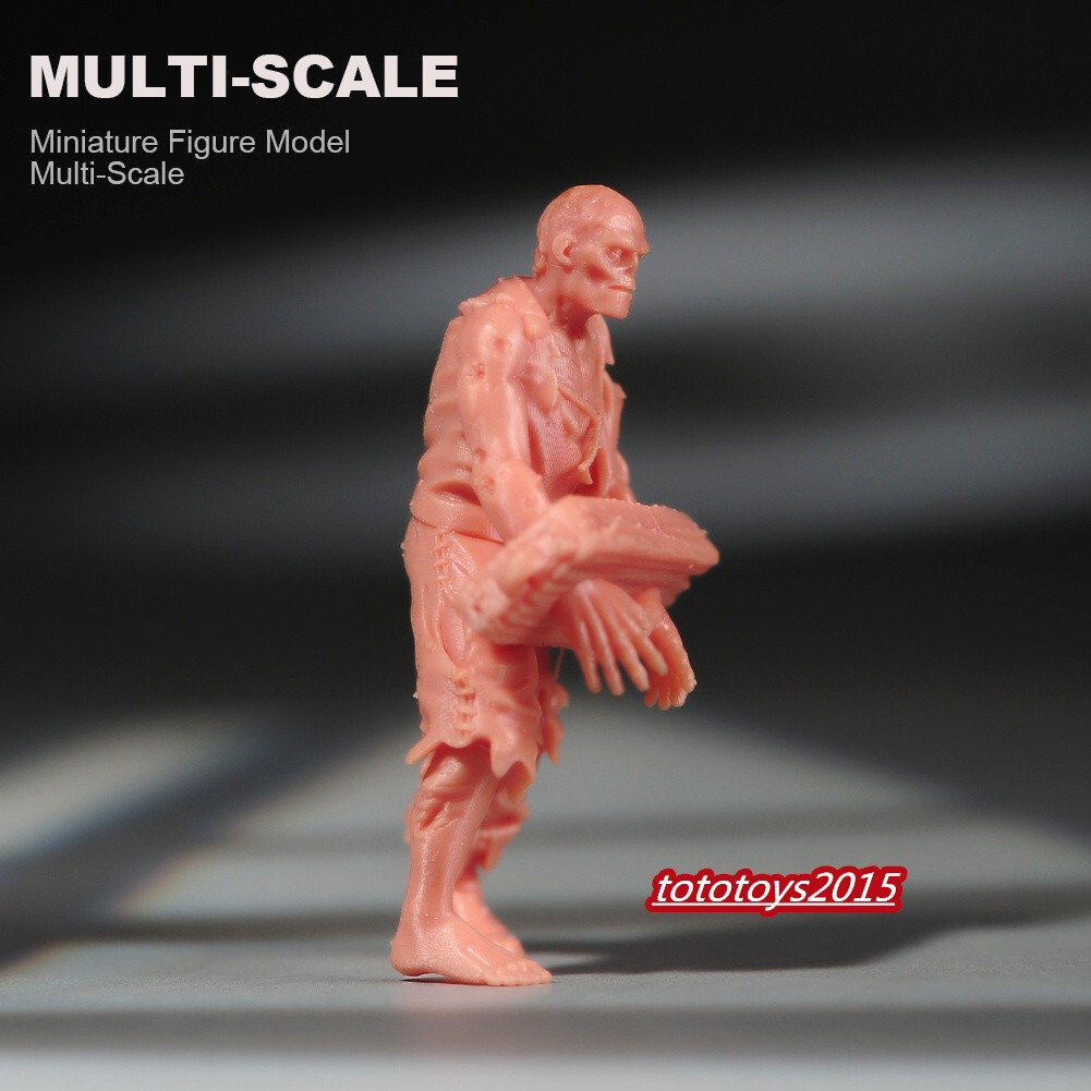 4pcs Unpainted 1/87 Zombie Scene Prop Miniatures Doll Figure Diorama For Car Toy