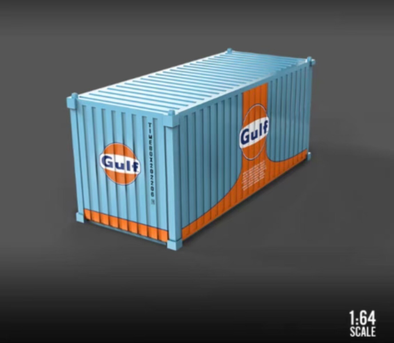 1:64 Alloy Gulf Painted 20′ Container Box Model Miniature Scene Barn Door Open