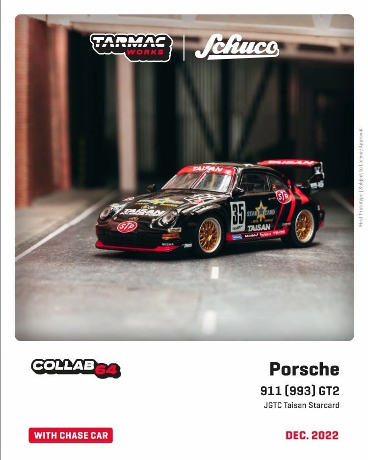 Tarmac Works 1:64 911 (993) GT2 JGTC Taisan Starcard #35 Diecast Model Car