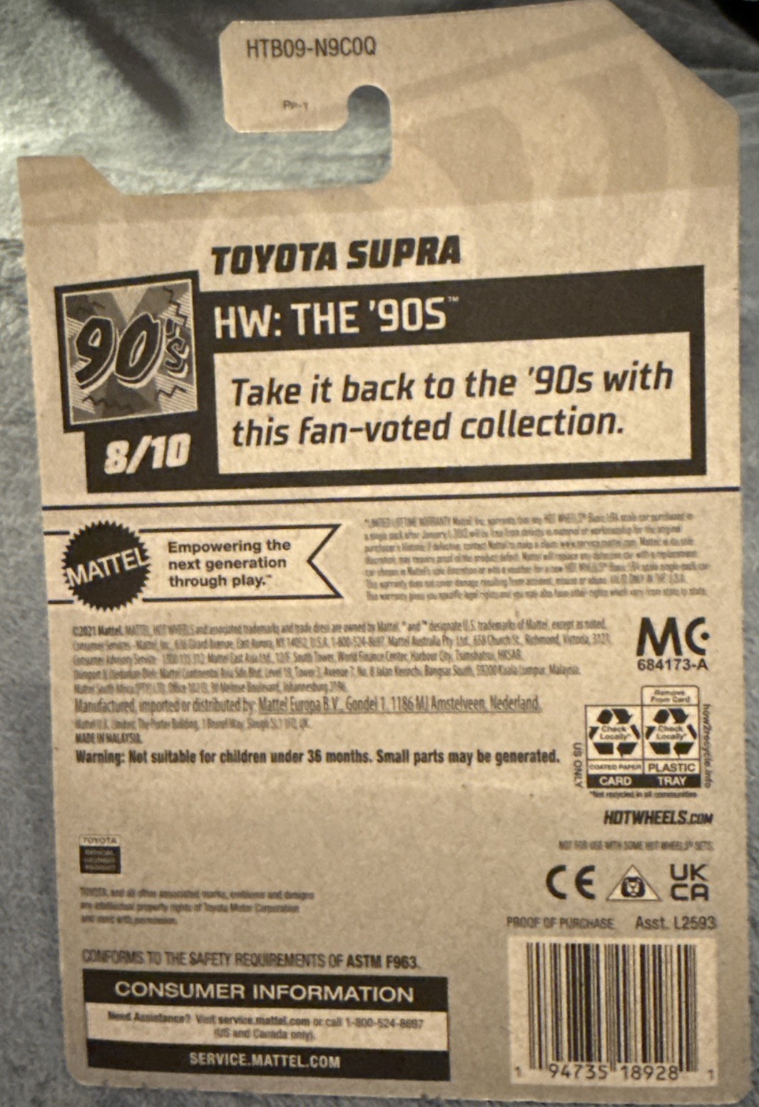 Hot Wheels 2024 Toyota Supra Dark Green Metallic The ’90s 8/10 New-Factory Error