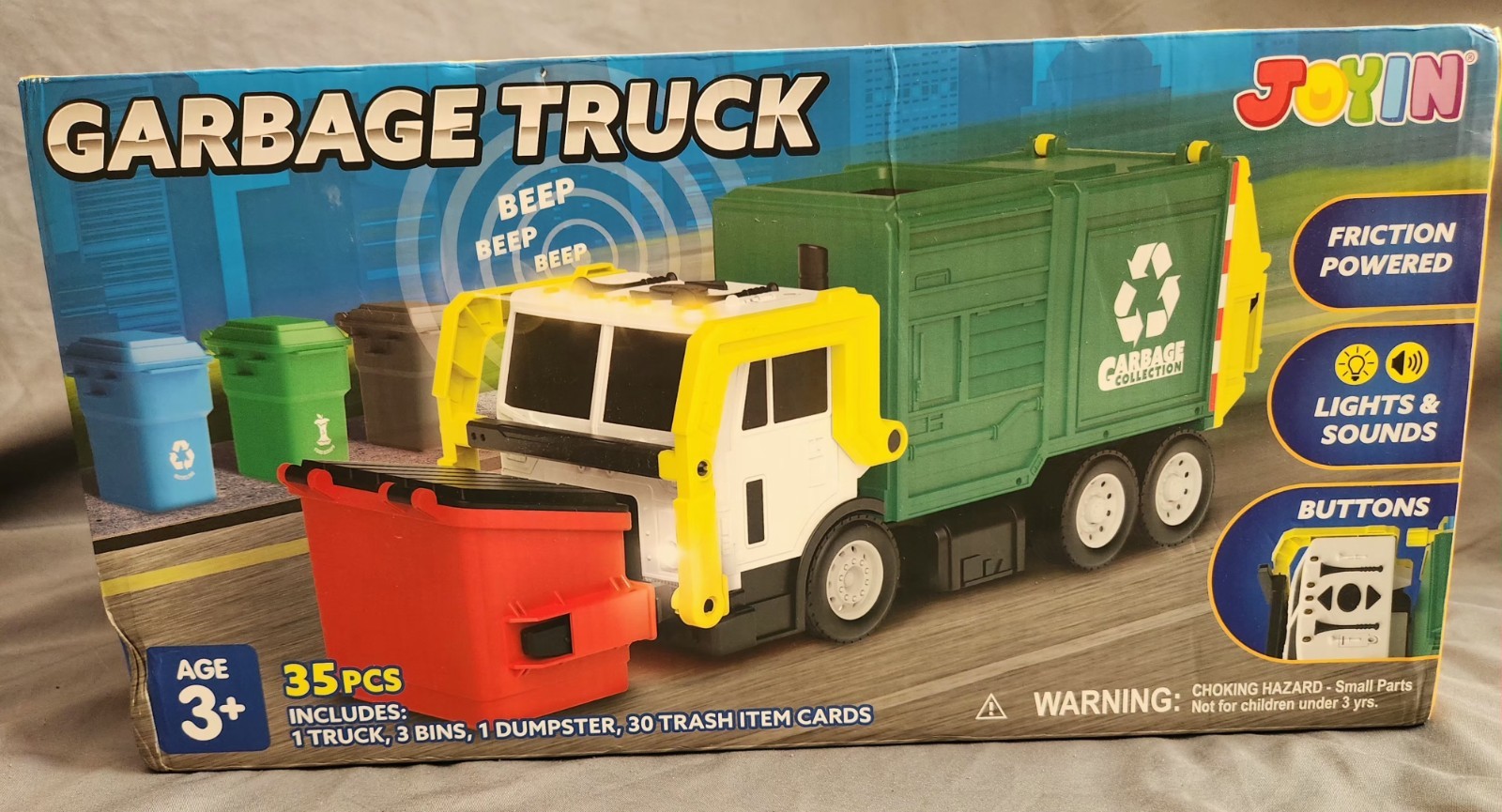 NEW 35 Pcs GARBAGE TRUCK VEHICLE TOY SET Kids 3+ Years JOYIN in Box