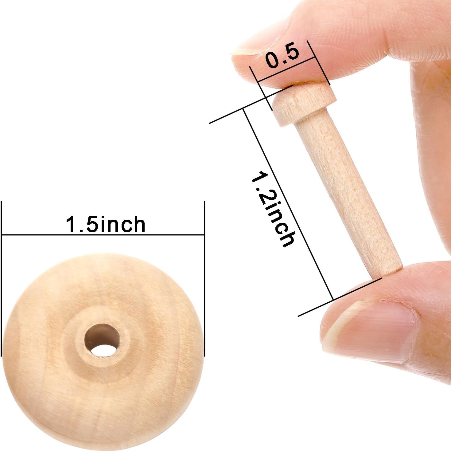 36 Sets Wooden Toy Car Wheels and Axles 1.5 Inch Wood Craft Parts for DIY Models
