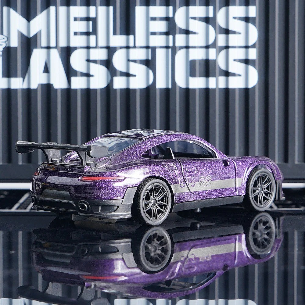 GT3 RS Diecast Model Car 11cm Purple Alloy Supercar Collectible Decor