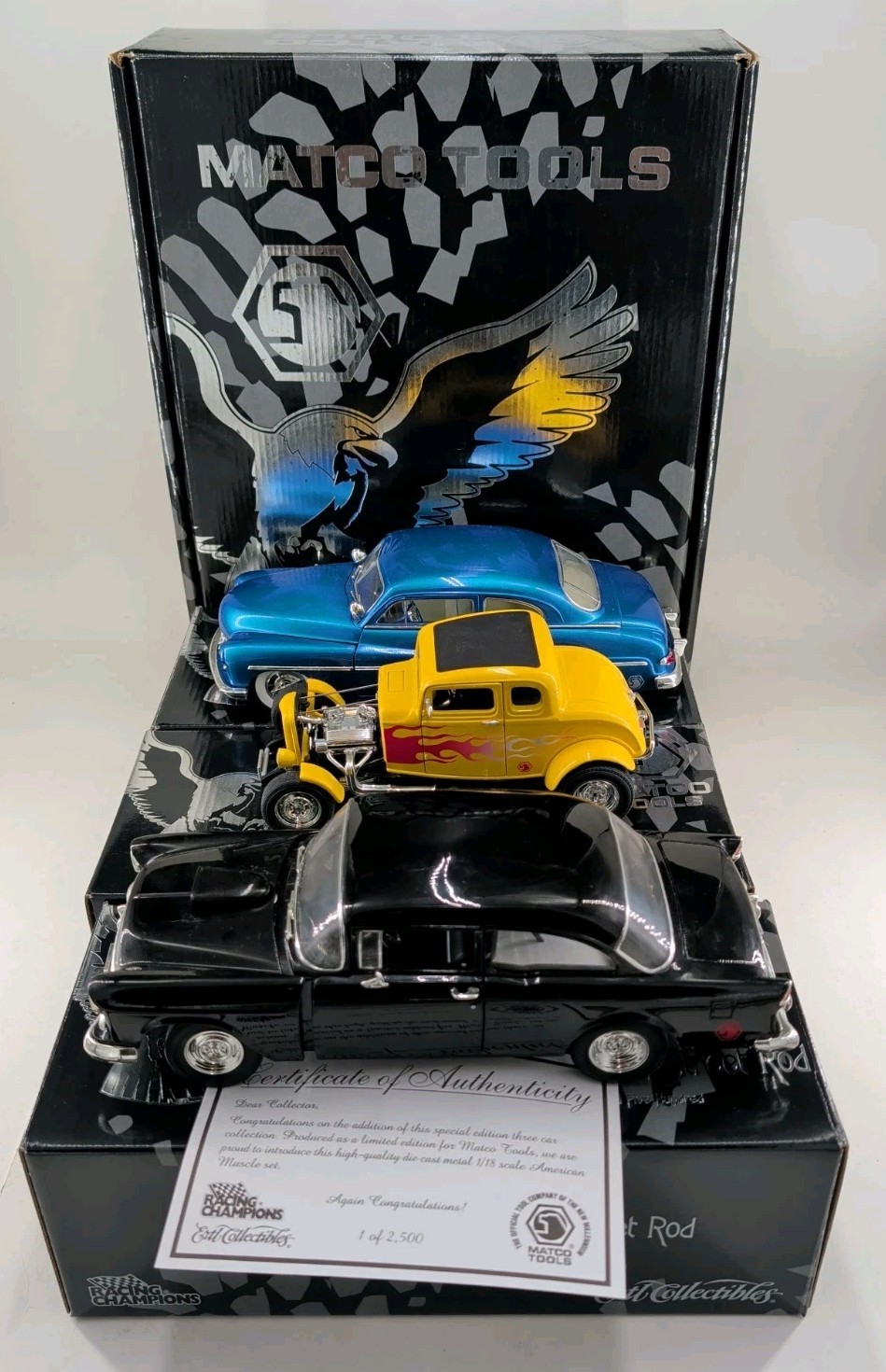 1/18 Matco Tools Collector’s Set Custom Street Rods ERTL 1 of 2500 W/ COA…