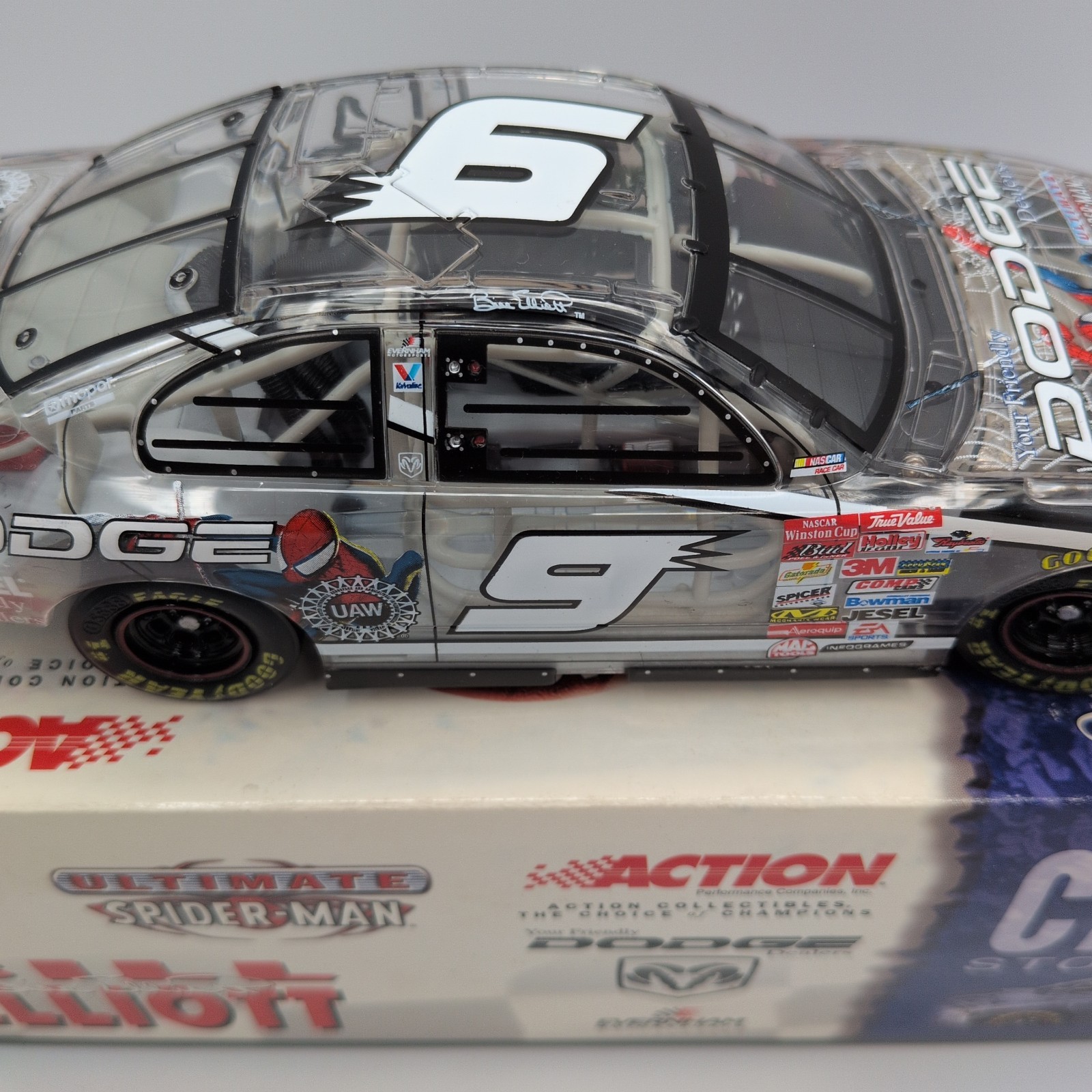 Bill Elliott #9 Marvel Spider-Man 2001 Dodge Intrepid Clear Car 1:24 Die Cast