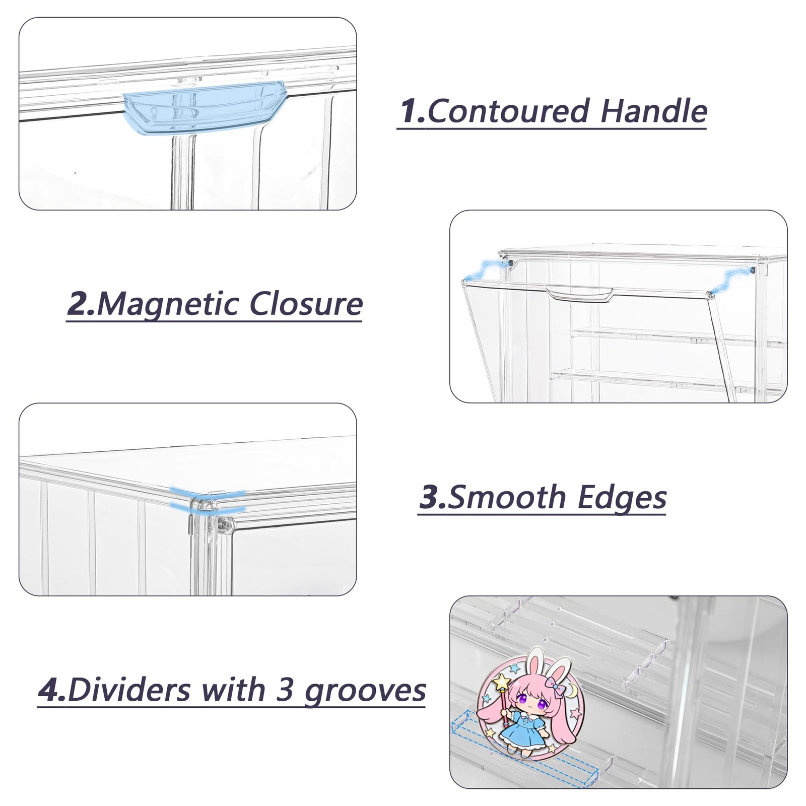 Acrylic Clear Display Case for Collectibles, 4 Layer Large 1-Pack,