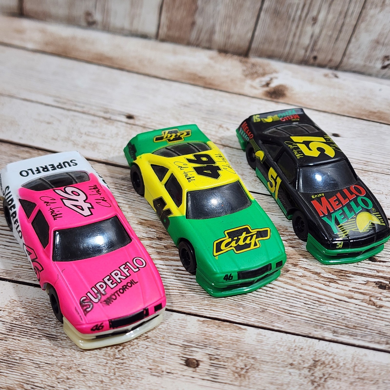 3 Different Racing Champions 1:64 Scale 1990 Superflo City Mello Yellow