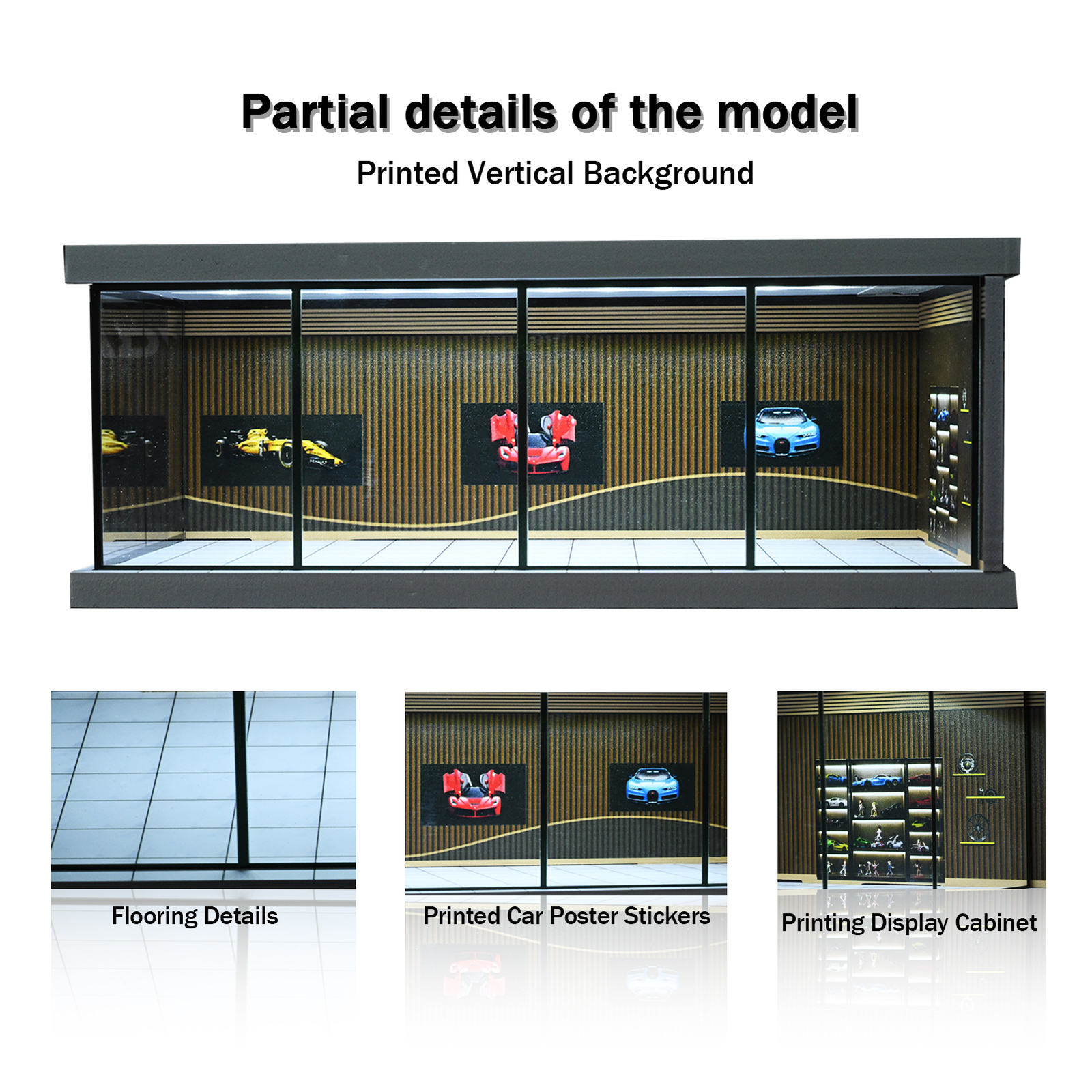 1:64 Diorama Car Showroom Model LED Lighting City Car Garage Scene Display Model