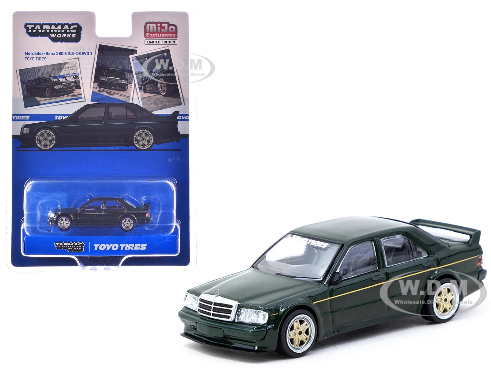 MERCEDES-BENZ 190 E 2.5-16 EVO 1 DARK GREEN 1/64 BY TARMAC WORKS T64G-057-TOYO