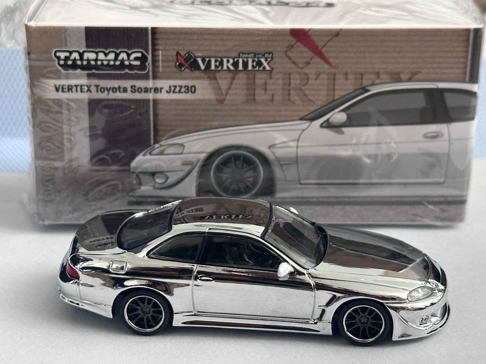 Tarmac Works 1/64 CHASE Toyota Vertex Soarer JZZ30 Silver Chrome T64G-080-WH New