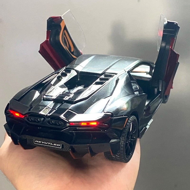 1:24 Lamborghini Revuelto Alloy Diecast-Cool Sound Light Pull-Back Car Toy Gift