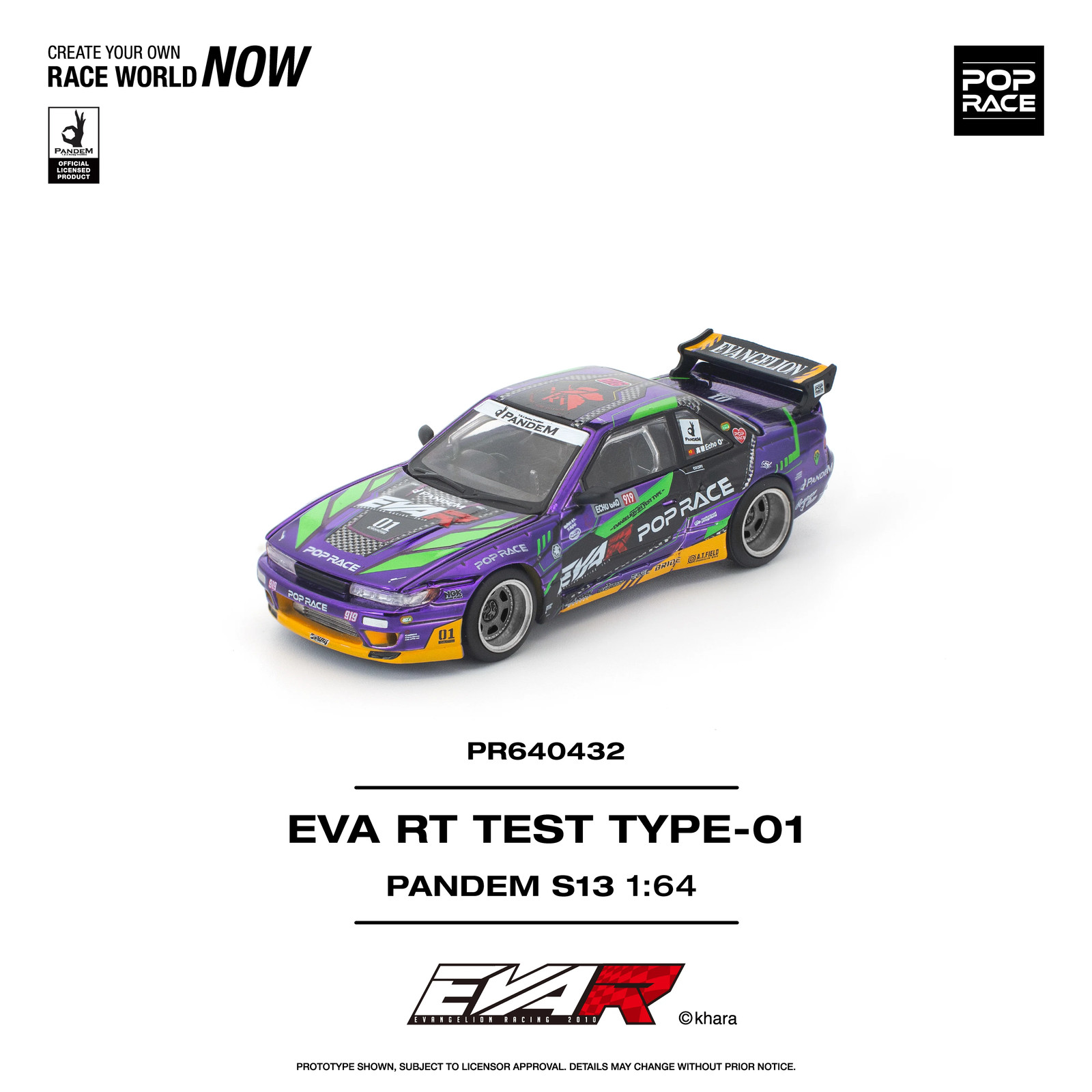 1:64 Nissan S13 Silvia PANDEM — Purple EVA RT TEST TYPE-01 — Pop Race