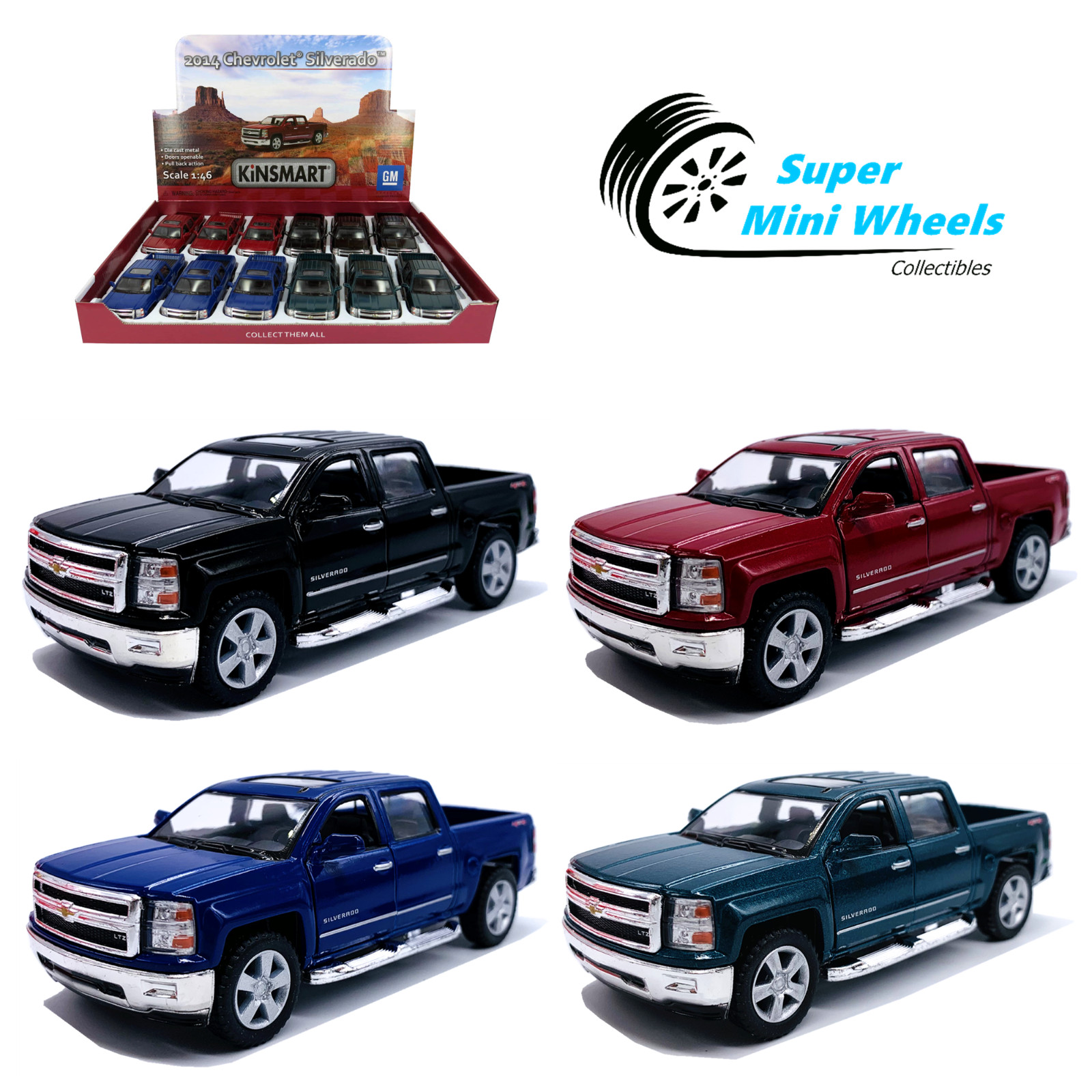 Kinsmart 1:46 – 2014 Chevrolet Silverado – 5″ Diecast Toy Car – 4 Colors