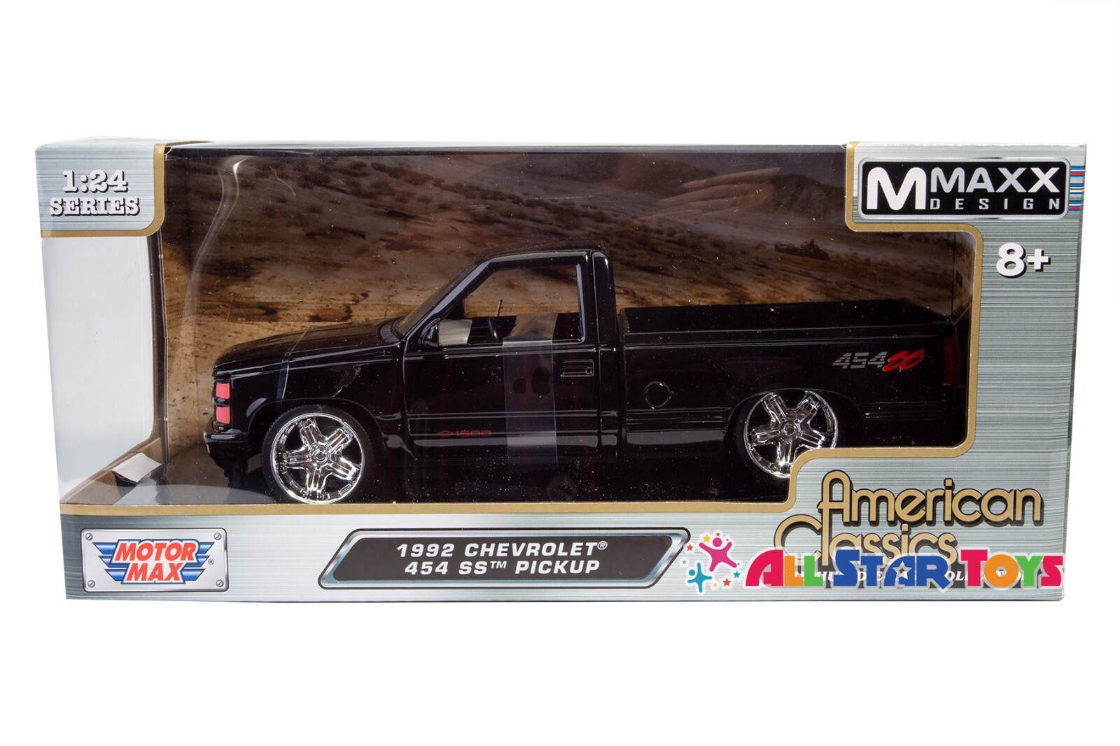 MOTORMAX MMAXX 1992 CHEVROLET 454 SS Custom PICK UP TRUCK 1/24 BLACK 73203 MXBK