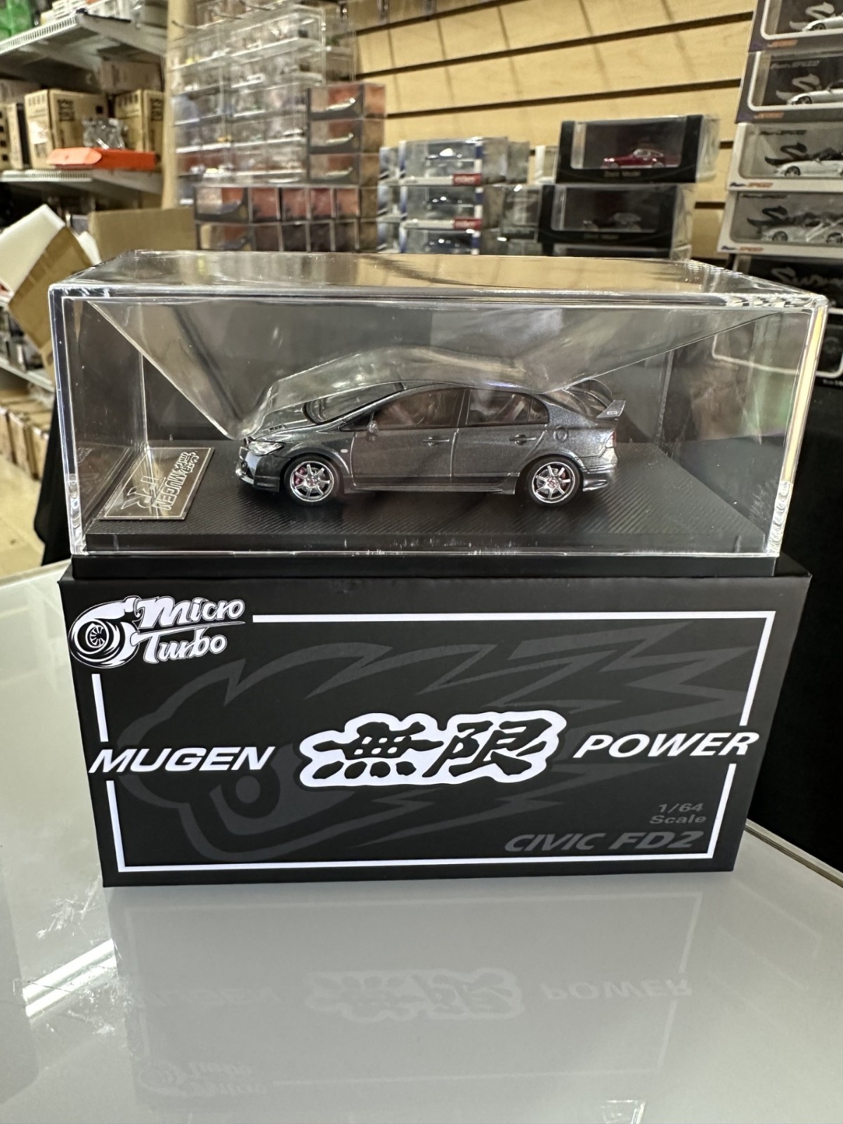 HONDA CIVIC FD2 MUGEN POWER HOOD COMES OFF 1/64 DIECAST CAR BY MICRO TURBO MT