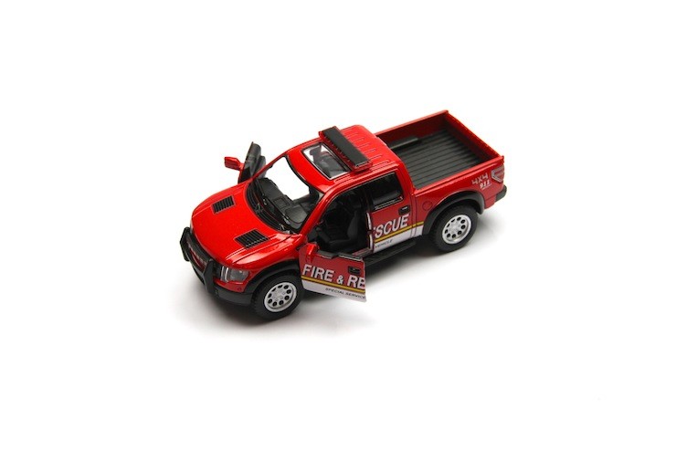 5″ Kinsmart 2013 Ford F-150 SVT Raptor SuperCrew Fire Rescue Diecast Model 1:46