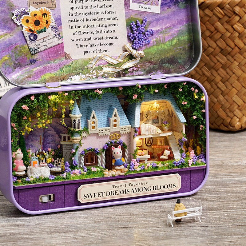 DIY Wooden Dollhouse Kit Furniture LED Lighting Wooden Building Model Gifts