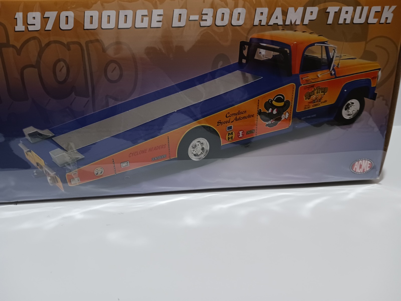 1:18 “RAT TRAP” 1970 DODGE D-300, VINTAGE RAMP, TRUCK DRAG RACE HAULER by ACME