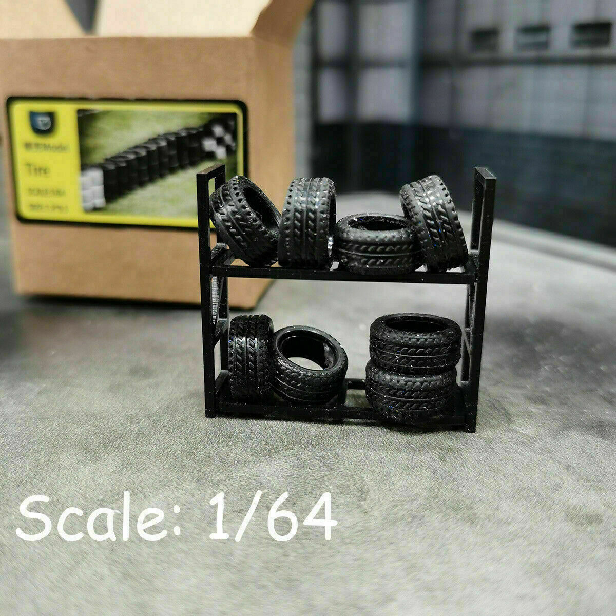 1/43 1/64 RC Car Rubber Tires DIY Car Model Diorama Display 80-100Pc With Rack