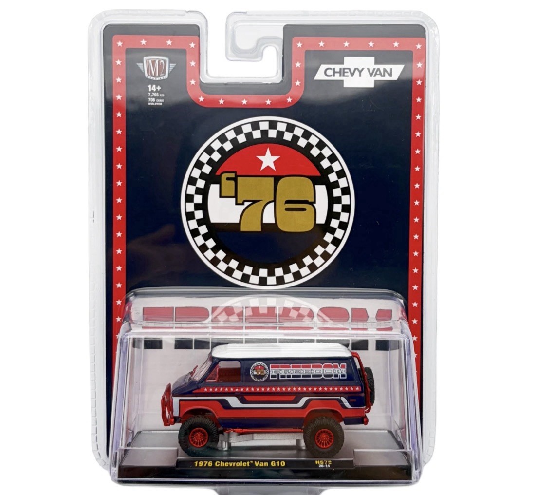 CHASE ！M2 Machines 1:64 1976 Chevrolet Van “FREEDOM EDDITION” – Red