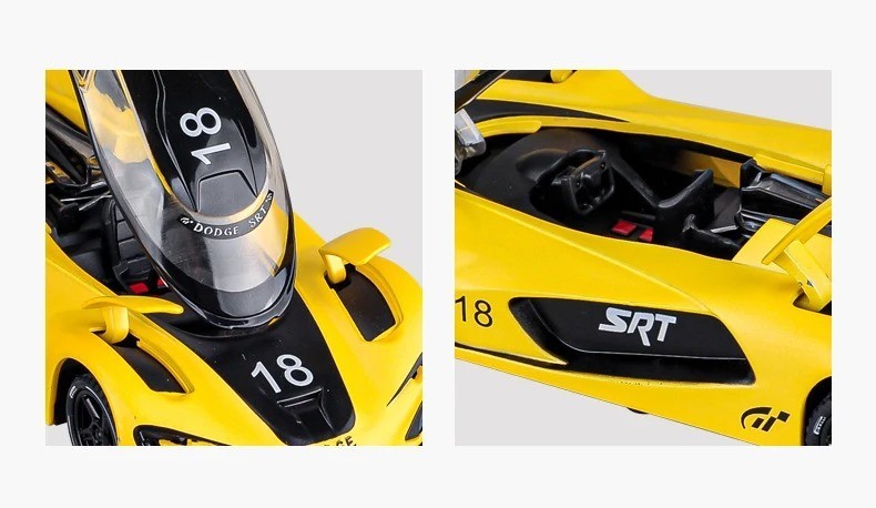 1:32 SRT Tomahawk XVGT Alloy Sports Car Model Diecast with Sound & Light