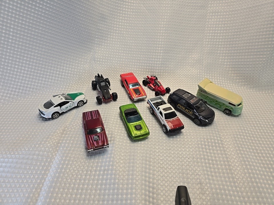 Mixed Lot of (9) Die Cast / Plastic Cars Various Condition and Brands