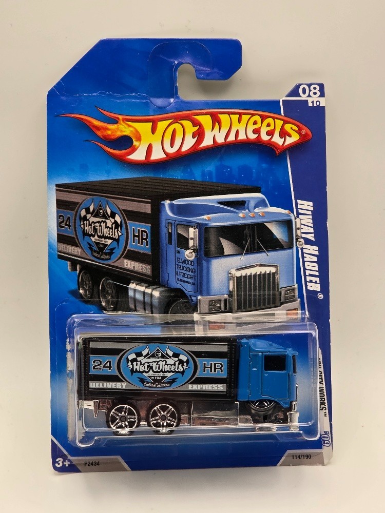 HOT WHEELS 2009 HW CITY WORKS 8/10 – HIWAY HAULER BLUE AND BLACK (WN) (TOTE 4)