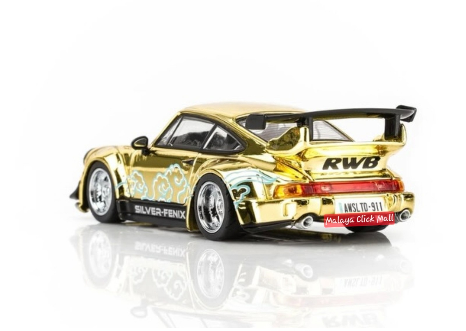 MOTORHELIX 1:64 RWB 964 Silver-Fenix Gold Chrome Toshikazu Nozaka Art