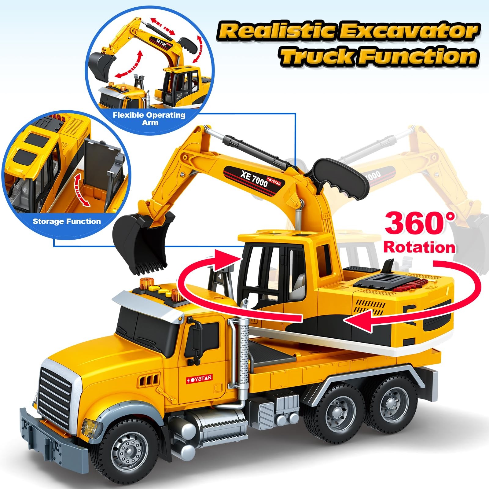 Kids Toys for 3 4 5 6 7 8 Years Old Boys, Large Excavator Truck Toy with Lights,