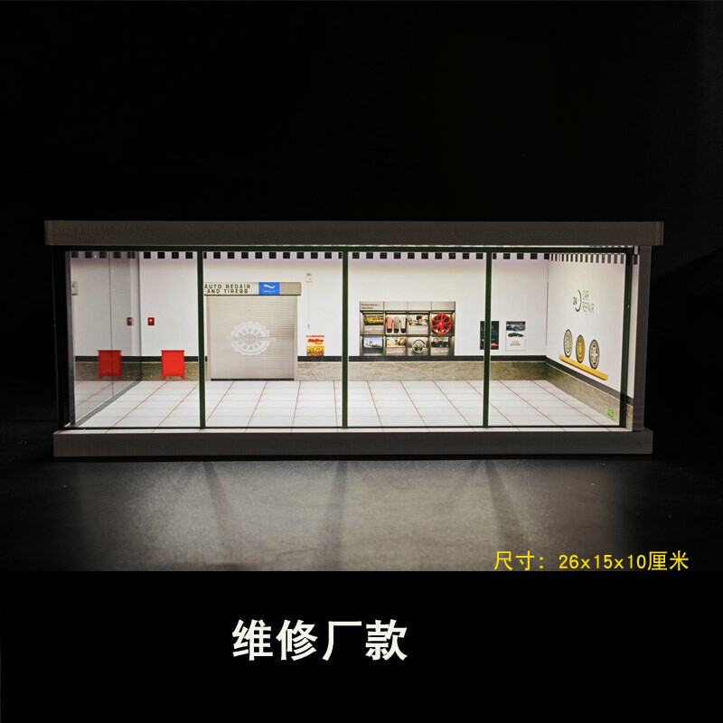 Diorama 1/64 Car Garages Model LED Lighting City Car Showroom Display Model Toys