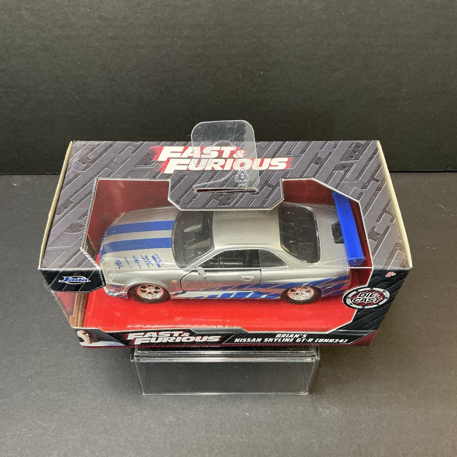 JADA Fast & Furious BRIAN’S NISSAN SKYLINE GT-R BNR34 Silver Diecast 1:32 Scale