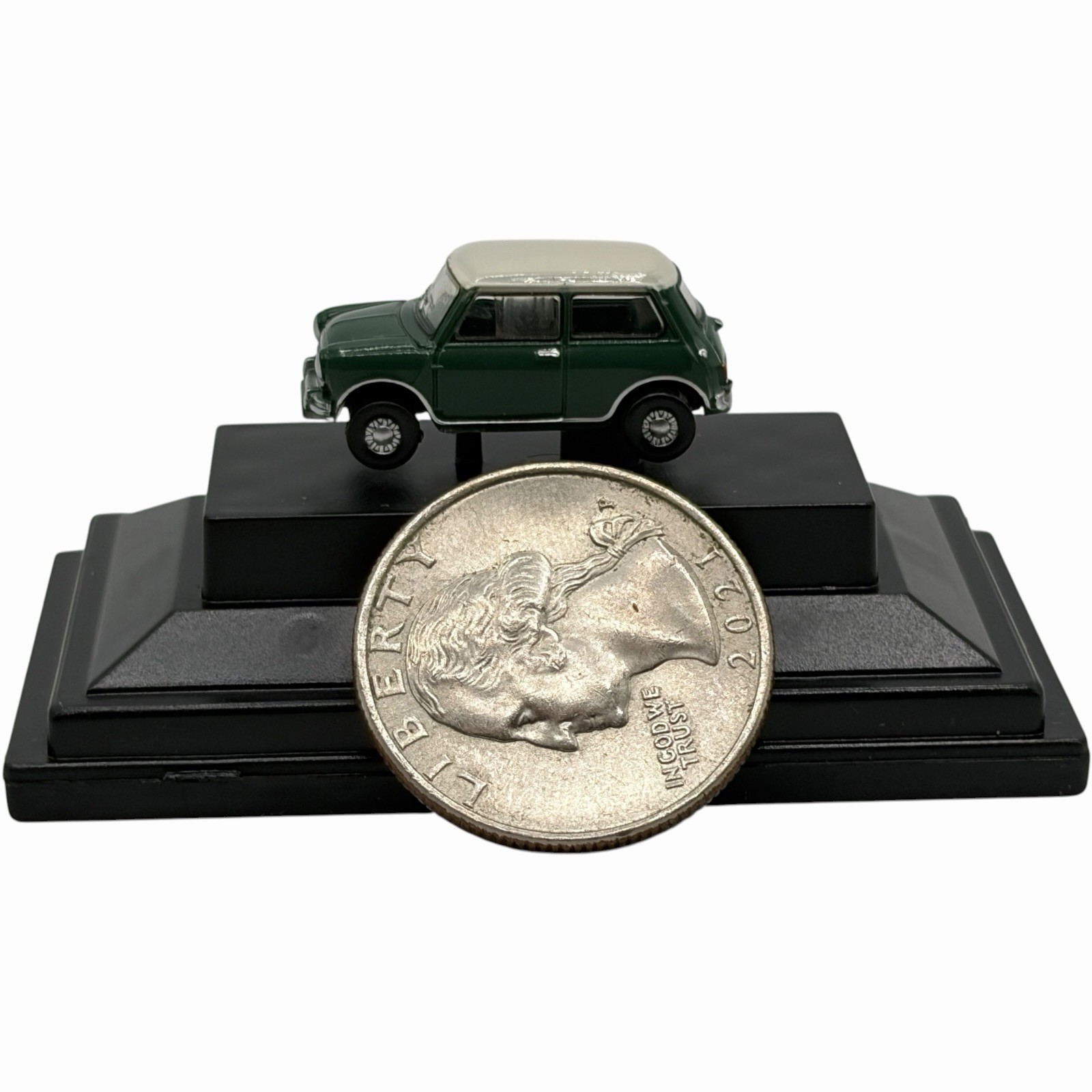 Austin Mini Cooper Almond Green with White Roof Diecast car 1:120 Scale Oxford