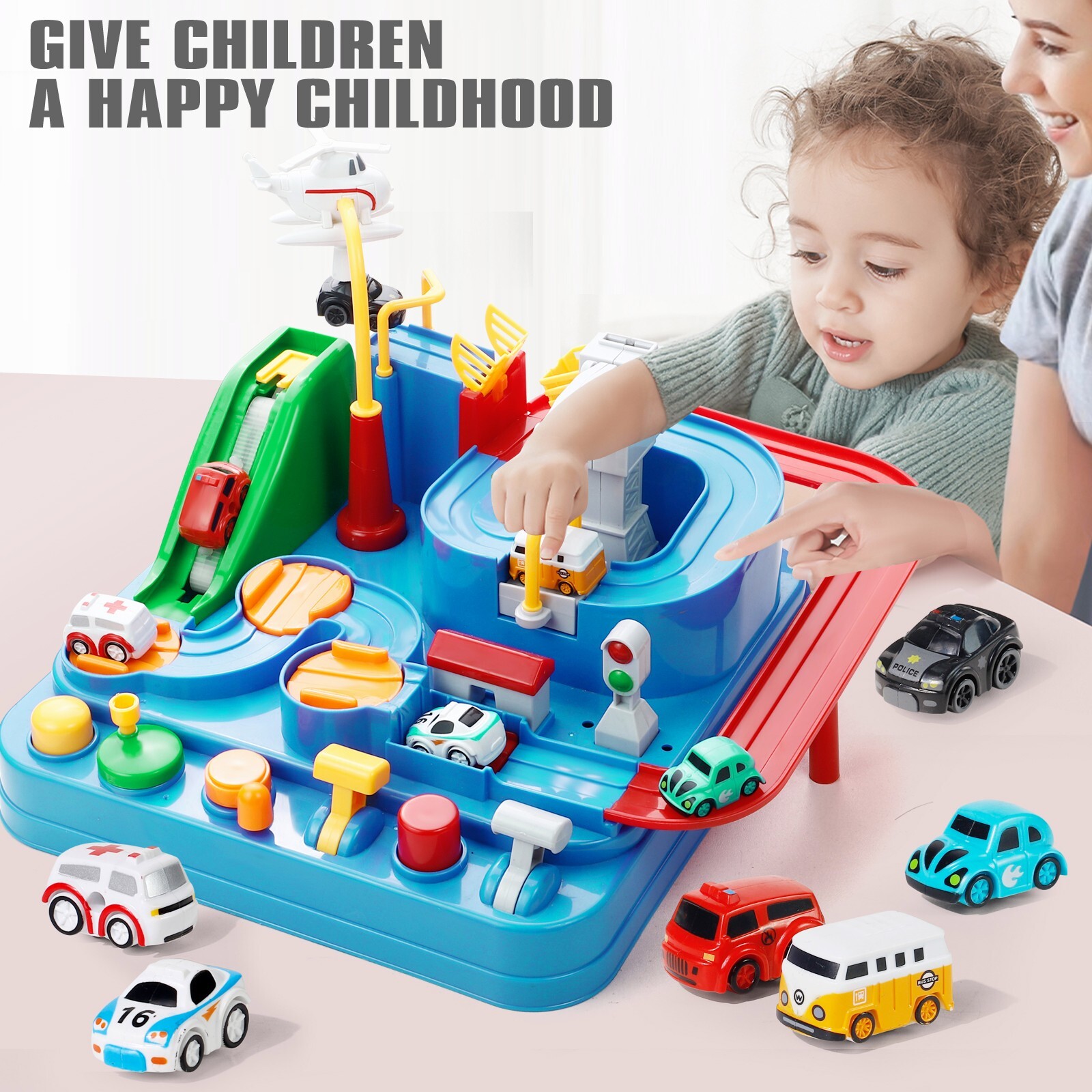 Adventure Race Car Track Kids Toys for 3 4 5 6 Year Old Boys Girls