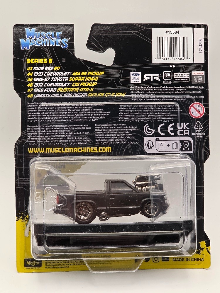 Muscle Machines 1993 Chevrolet 454 SS Pickup #44 By Maisto Matte Black (WN)