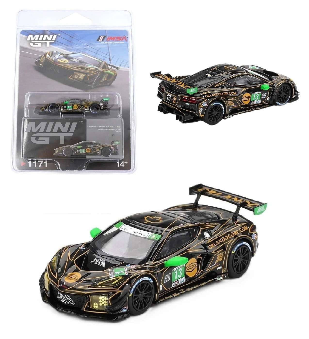 MINI GT CHEVROLET CORVETTE Z06 GT3.R #13 AWA 2025 IMSA DAYTONA 1/64 MGT01171-P12