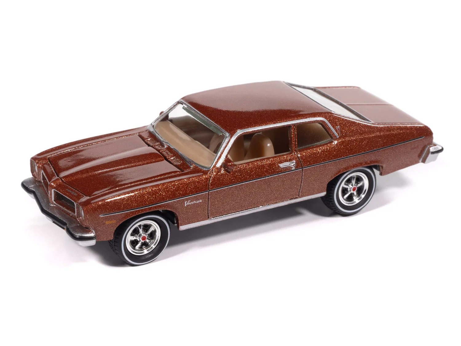 Johnny Lightning Fire Coral Bronze 1974 Pontiac Ventura W/ Storage Tin 1:64 Car